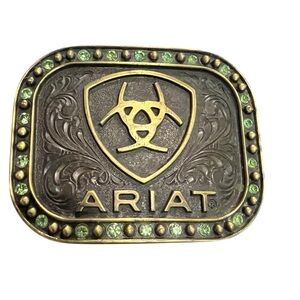 Ariat buckle with green rhinestones, rodeo, western